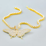 Alloy diamond, Rhinestone, butterfly, pendant buckle, necklace