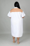 Women's wear, loose, patchwork, contrast, short sleeve, zipper dress