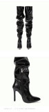 Elastic, knee length boots, pointed, patent leather high tube, thin heel high-heeled women's Boots
