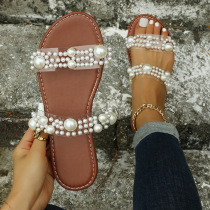 Large size, pearl, flat slipper, transparent, fish mouth