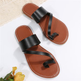 Flat bottom sandals, one line, solid color