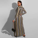 Stripe, cardigan, lapel, large, dress