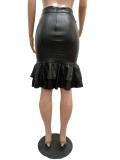 Hip Wrap fishtail skirt, leather skirt, skirt without belt