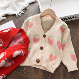 Sweater, cartoon fruit pattern, knitting, coat