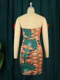 Print, off shoulder, mesh, patchwork dress