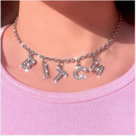 English letters, necklaces, pendants, diamonds