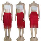 High waist, stitched fringe skirt, Hip Wrap Skirt, (skirt only)