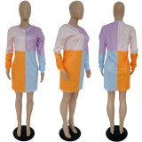 Hip Wrap Skirt, long sleeve, round neck, multi color dress