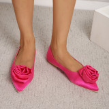 Flat heel, pointed toe, flat shoes, satin, casual single shoes