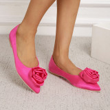 Flat heel, pointed toe, flat shoes, satin, casual single shoes