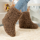 Round head, flat bottom lamb hair, warm snow boots, plush thickening, medium tube boots and cotton boots