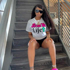 Printed letters, round neck, T-shirt