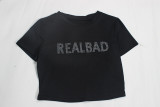 Pullover, round neck, letters, short sleeve T-shirt