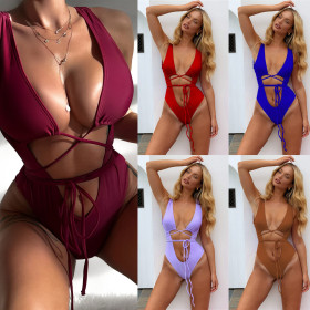 Hollow out, strap, one-piece swimsuit
