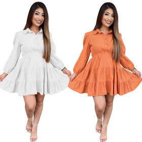 Fashion, casual, two color, long sleeve dress