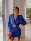 Satin, Hip Wrap Skirt, hollow out dress skirt