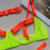 Two color splicing, strap, heavy craft underwear, 4-piece set