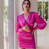 Satin, Hip Wrap Skirt, hollow out dress skirt