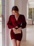 Satin, Hip Wrap Skirt, hollow out dress skirt
