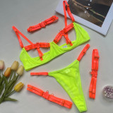 Two color splicing, strap, heavy craft underwear, 4-piece set