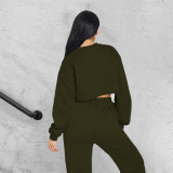 Plush, thickened, solid color, high elastic sports and leisure, two-piece set