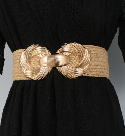 Circle, metal button head, matching with dress, wide waist belt