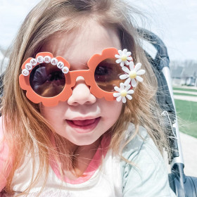 Cute, frosted, Daisy glasses, macarone, children's Sunglasses