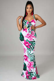 Printed, breast wrapped, set, two-piece set