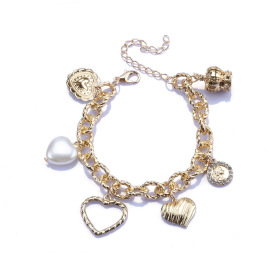 O-shaped chain, bracelet, pocket drill heart-shaped, alloy Pendant