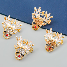 Christmas, alloy, diamond, Christmas, elk Earrings