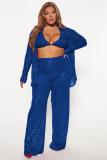 Sequined shirt, straight tube, trousers, Y2K, three piece set