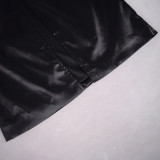Open back, hanging neck dress, satin, hollow out dress and sling skirt