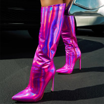 Bright boots, pointy, high heels, boots