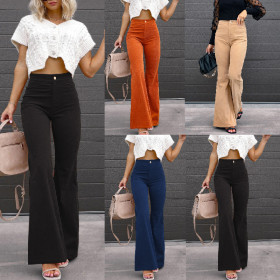 Ol, temperament, pants, micro flare pants, high waist casual pants