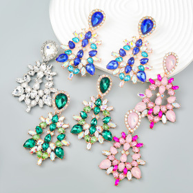 Colored diamonds, alloy diamonds, geometric earrings, earrings