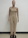 Sleeveless, one shoulder, sequined, Jumpsuit