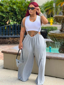 Sports pants, straight tube, casual, wide leg grey mop