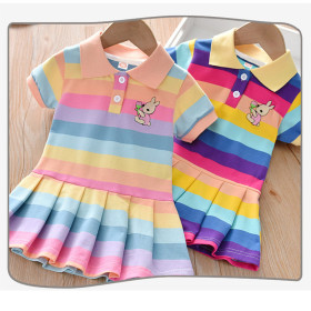 Children's polo shirt, colorful red, short sleeve skirt shirt, baby