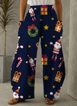 Women's trousers, printed, graffiti loose pockets, casual pants