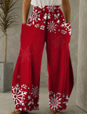 Women's trousers, printed, graffiti loose pockets, casual pants