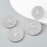 Round, alloy diamond inlaid, diamond earrings