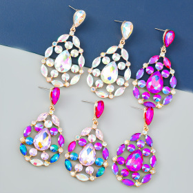 Alloy, diamond inlaid, geometric earrings, ear ornaments