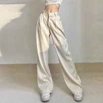 Casual, solid, loose, suit pants