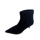 Suede, solid, short boots