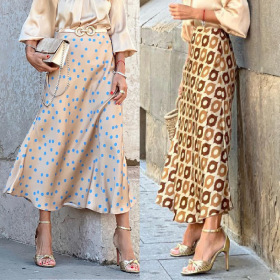 Casual, women's wear, polka dot printing, large hem, long skirt and skirt