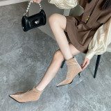 Suede, solid, short boots