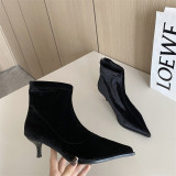 Suede, solid, short boots