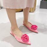 Casual, pointed, flower, flat sandals