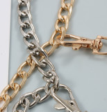 Metal, splicing, chain, English letters, PU leather waist chain