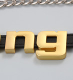 Metal, splicing, chain, English letters, PU leather waist chain